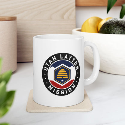 Utah Layton Mission State Flag Logo Ceramic Mug White - Latter-Day Saint LDS Missionary Gift - Book of Mormon