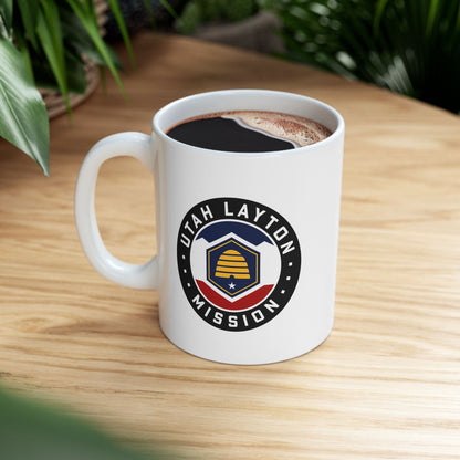 Utah Layton Mission State Flag Logo Ceramic Mug White - Latter-Day Saint LDS Missionary Gift - Book of Mormon