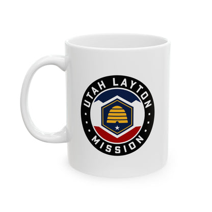 Utah Layton Mission State Flag Logo Ceramic Mug White - Latter-Day Saint LDS Missionary Gift - Book of Mormon