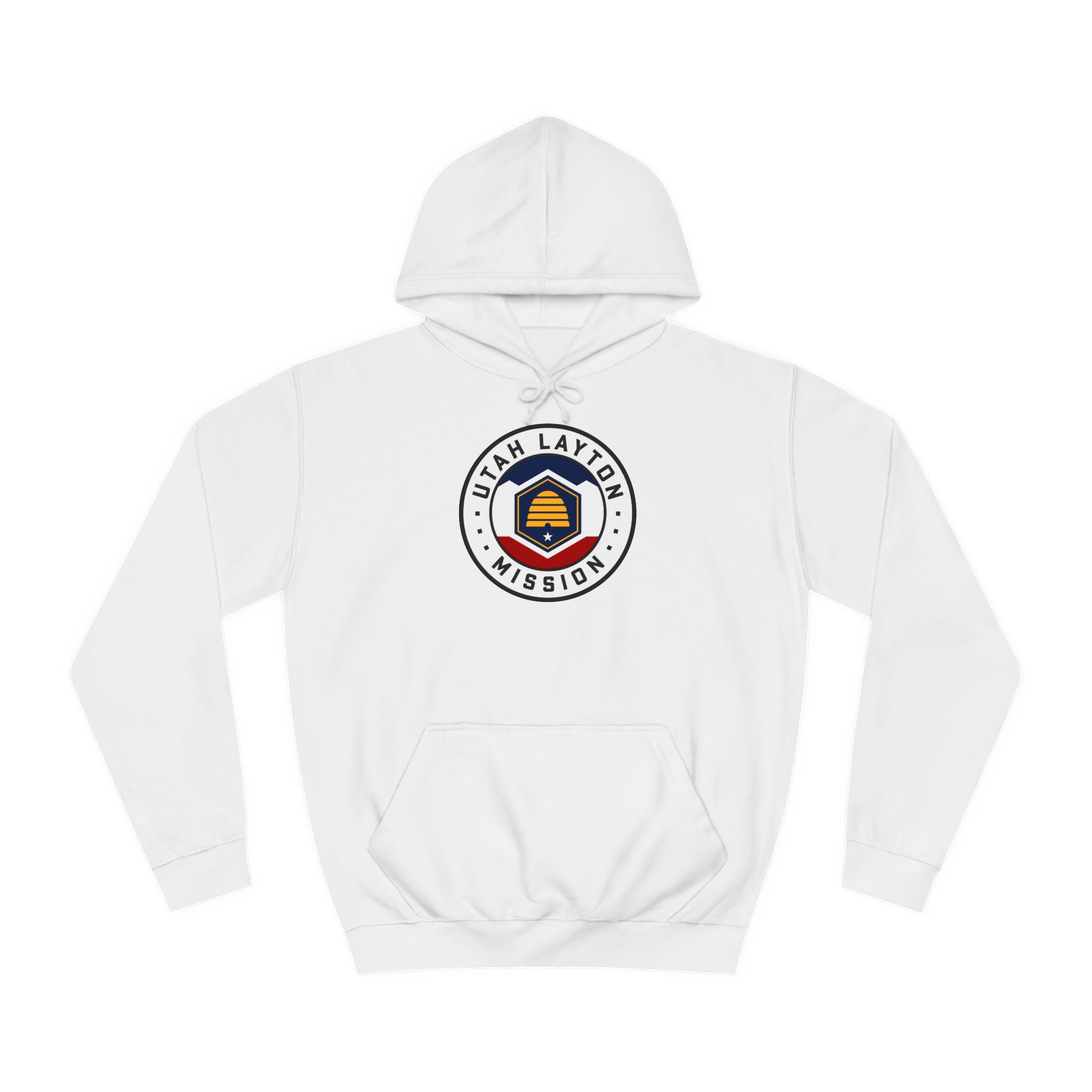 Utah Layton Mission State Flag Logo (White Border) College Hoodie