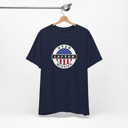 Utah Layton Mission Vintage Circular USA Flag T-Shirt - Latter-Day Saint LDS Missionary Gift - Book of Mormon