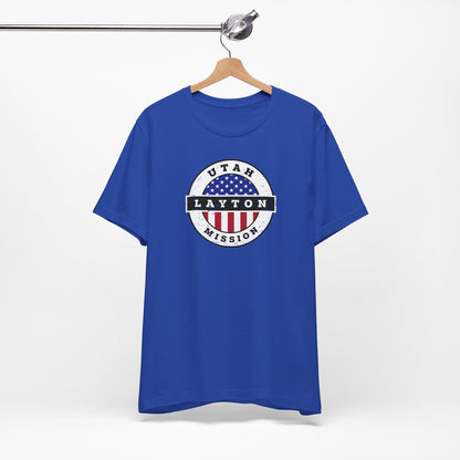 Utah Layton Mission Vintage Circular USA Flag T-Shirt - Latter-Day Saint LDS Missionary Gift - Book of Mormon