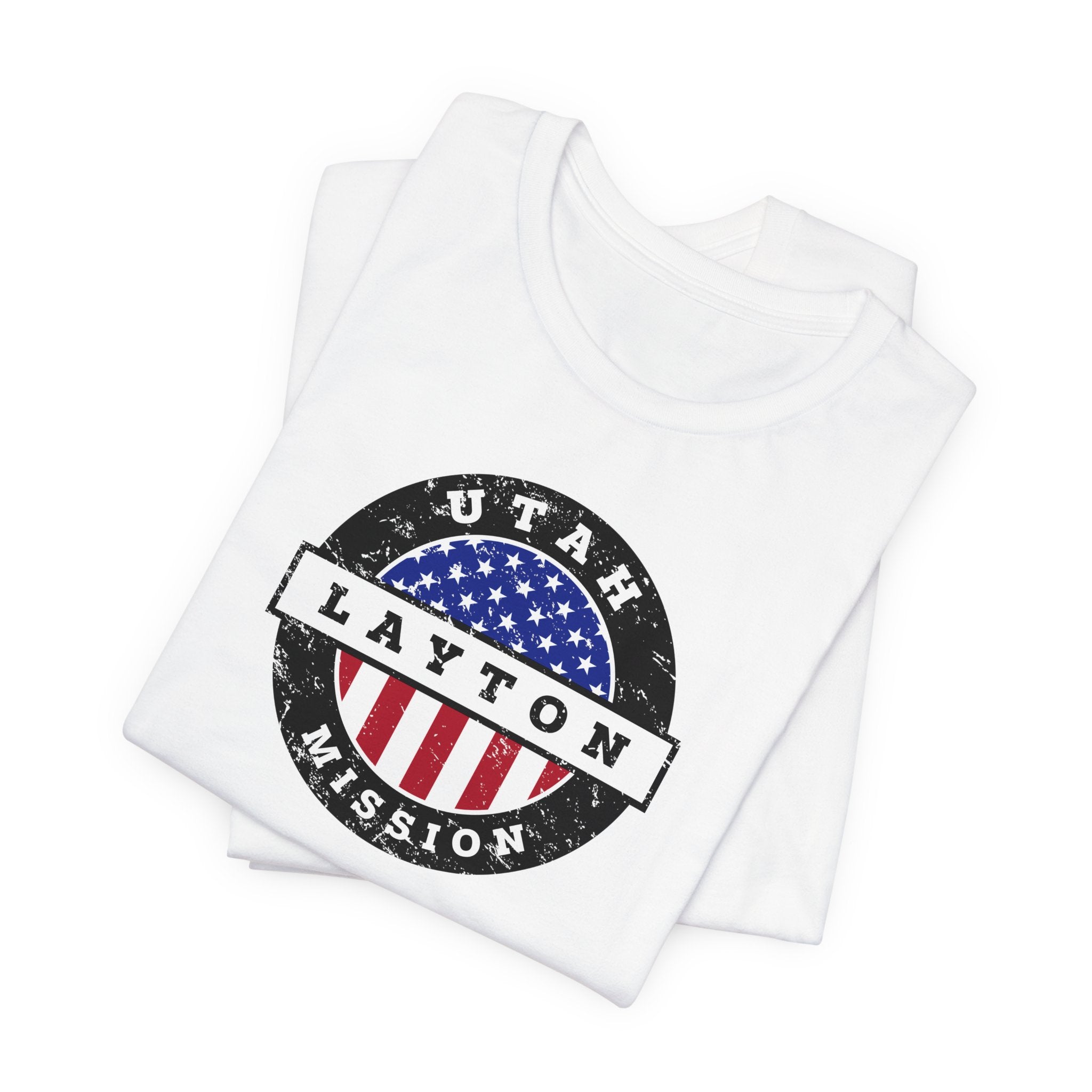 Utah Layton Mission Vintage Circular USA Flag T-Shirt - Latter-Day Saint LDS Missionary Gift - Book of Mormon