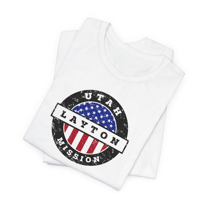 Utah Layton Mission Vintage Circular USA Flag T-Shirt - Latter-Day Saint LDS Missionary Gift - Book of Mormon