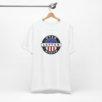 Utah Layton Mission Vintage Circular USA Flag T-Shirt - Latter-Day Saint LDS Missionary Gift - Book of Mormon