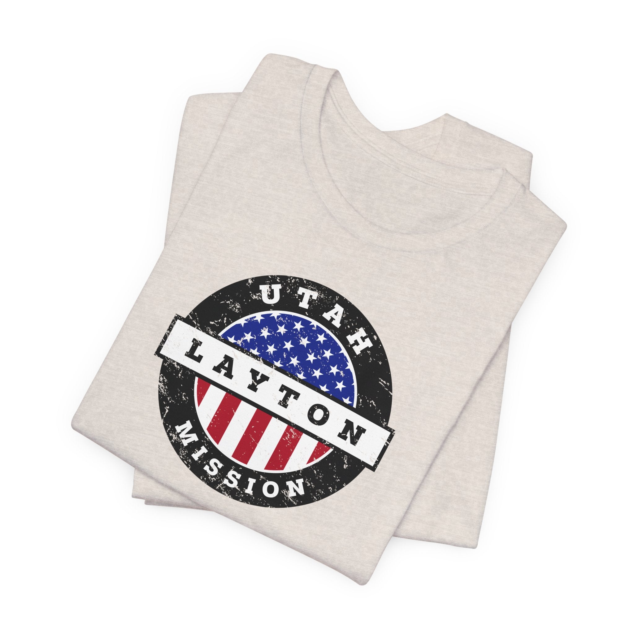 Utah Layton Mission Vintage Circular USA Flag T-Shirt - Latter-Day Saint LDS Missionary Gift - Book of Mormon
