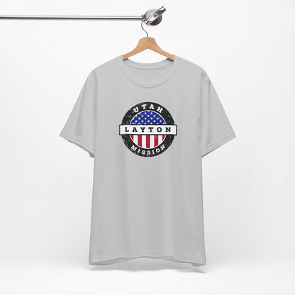 Utah Layton Mission Vintage Circular USA Flag T-Shirt - Latter-Day Saint LDS Missionary Gift - Book of Mormon