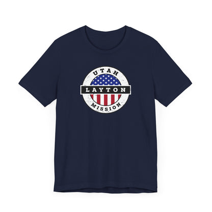 Utah Layton Mission Vintage Circular USA Flag T-Shirt - Latter-Day Saint LDS Missionary Gift - Book of Mormon