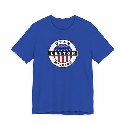 Utah Layton Mission Vintage Circular USA Flag T-Shirt - Latter-Day Saint LDS Missionary Gift - Book of Mormon