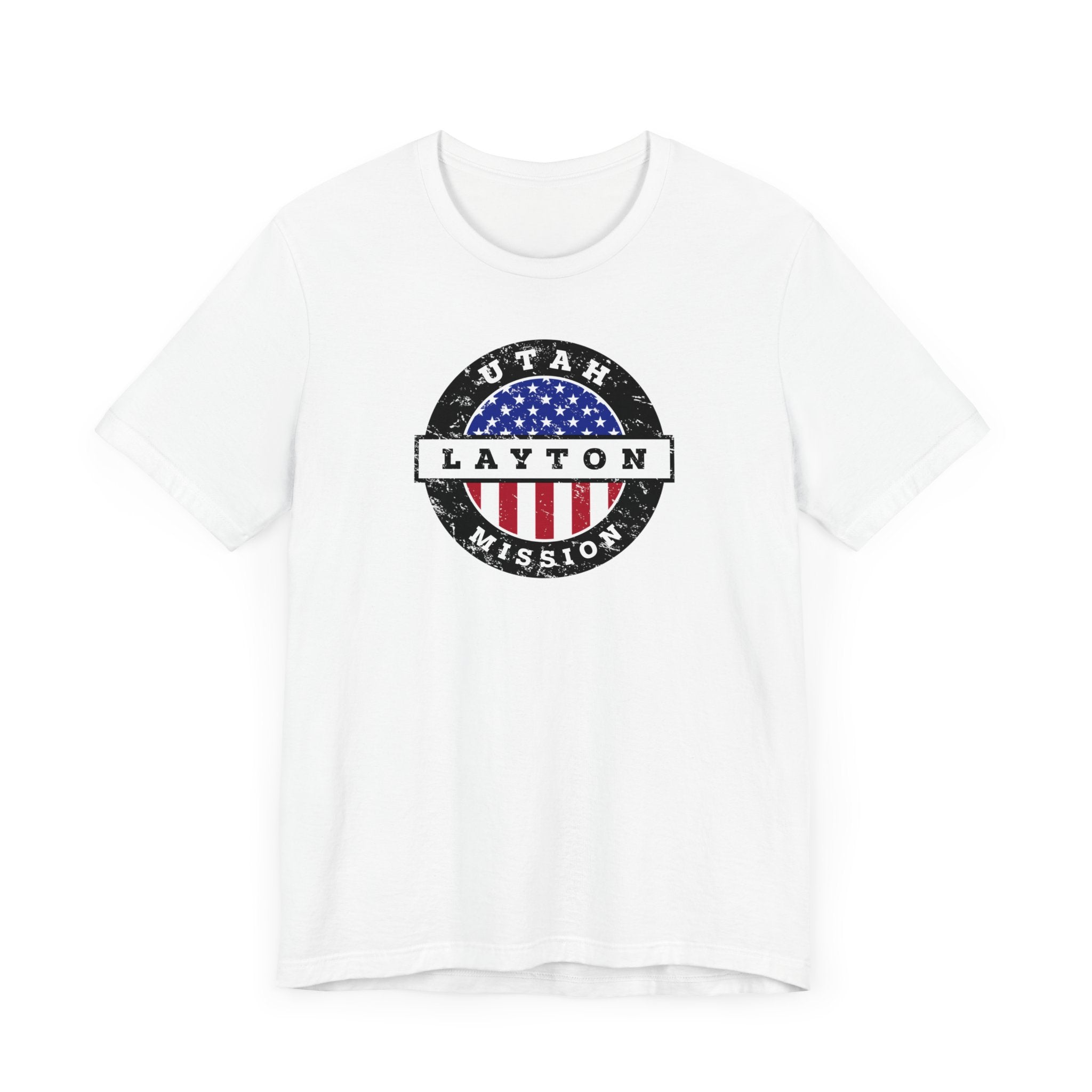 Utah Layton Mission Vintage Circular USA Flag T-Shirt - Latter-Day Saint LDS Missionary Gift - Book of Mormon