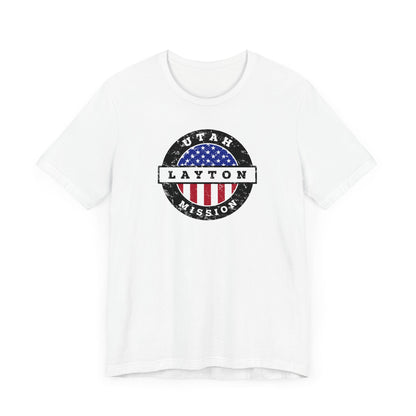 Utah Layton Mission Vintage Circular USA Flag T-Shirt - Latter-Day Saint LDS Missionary Gift - Book of Mormon
