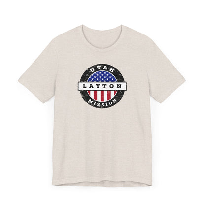 Utah Layton Mission Vintage Circular USA Flag T-Shirt - Latter-Day Saint LDS Missionary Gift - Book of Mormon