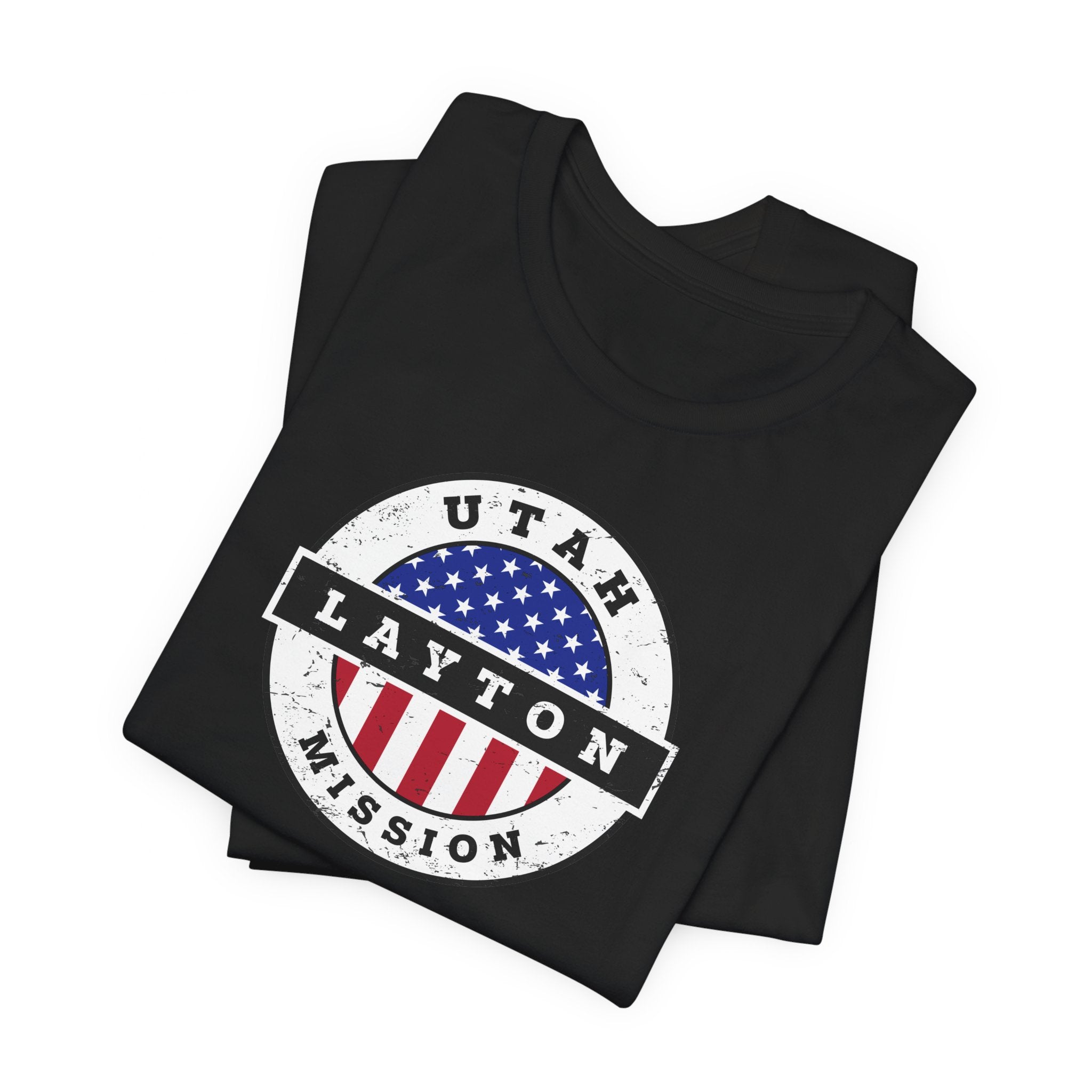 Utah Layton Mission Vintage Circular USA Flag T-Shirt - Latter-Day Saint LDS Missionary Gift - Book of Mormon