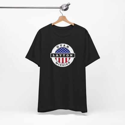 Utah Layton Mission Vintage Circular USA Flag T-Shirt - Latter-Day Saint LDS Missionary Gift - Book of Mormon