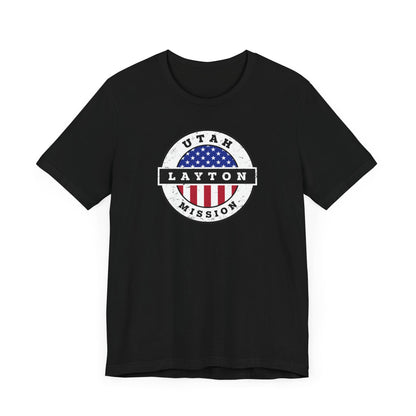 Utah Layton Mission Vintage Circular USA Flag T-Shirt - Latter-Day Saint LDS Missionary Gift - Book of Mormon