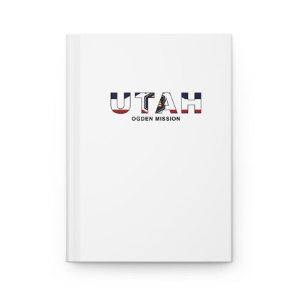 Utah Ogden Mission Flag Title White Hardcover Journal Matte - Latter-Day Saint LDS Missionary Gift - Book of Mormon