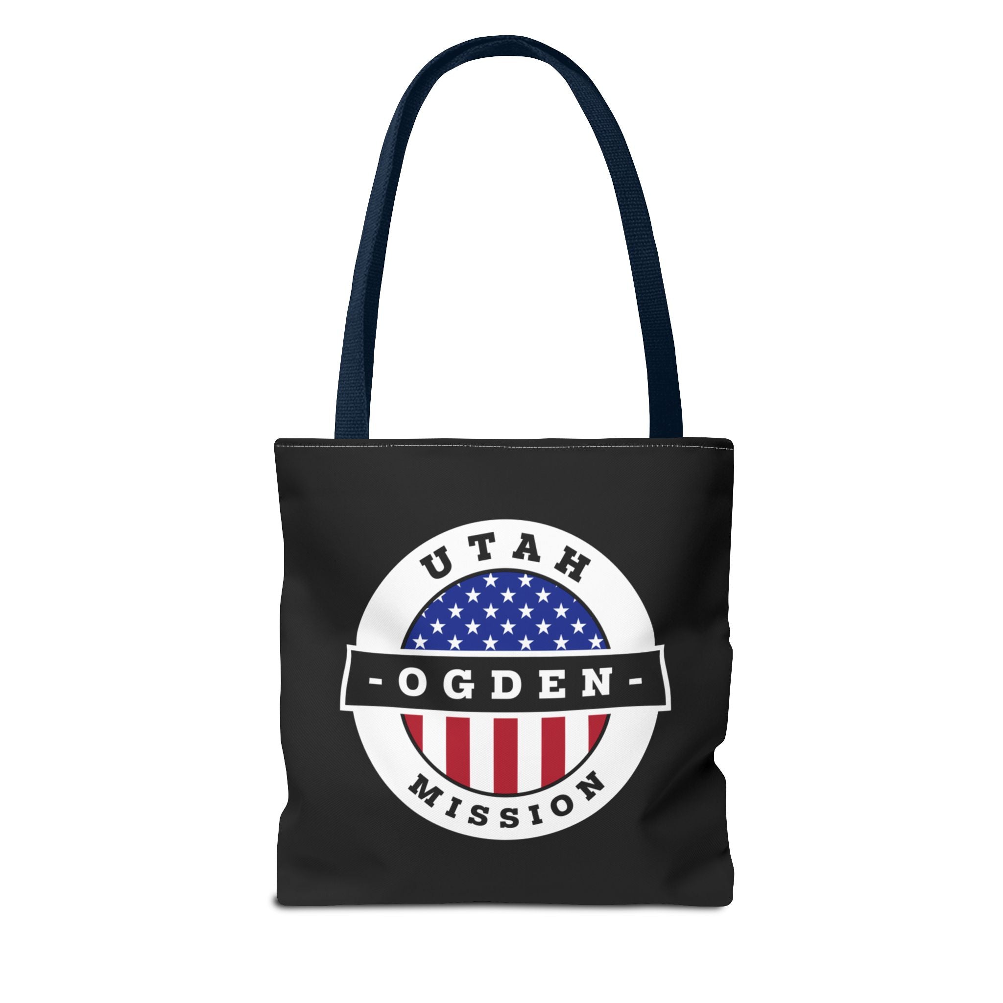 Utah Ogden Mission USA Flag Logo Tote Bag Black - Latter-Day Saint LDS Missionary Gift - Book of Mormon