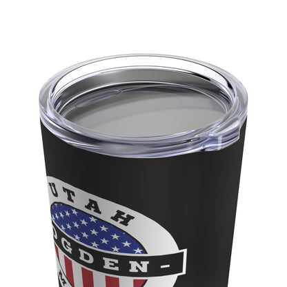 Utah Ogden Mission USA Flag Logo Tumbler 20oz Black - Latter-Day Saint LDS Missionary Gift - Book of Mormon