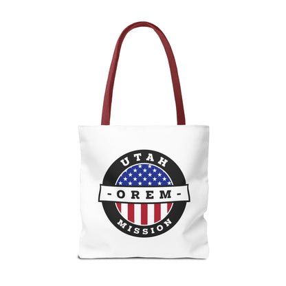 Utah Orem Mission USA Flag Logo Tote Bag White - Latter-Day Saint LDS Missionary Gift - Book of Mormon