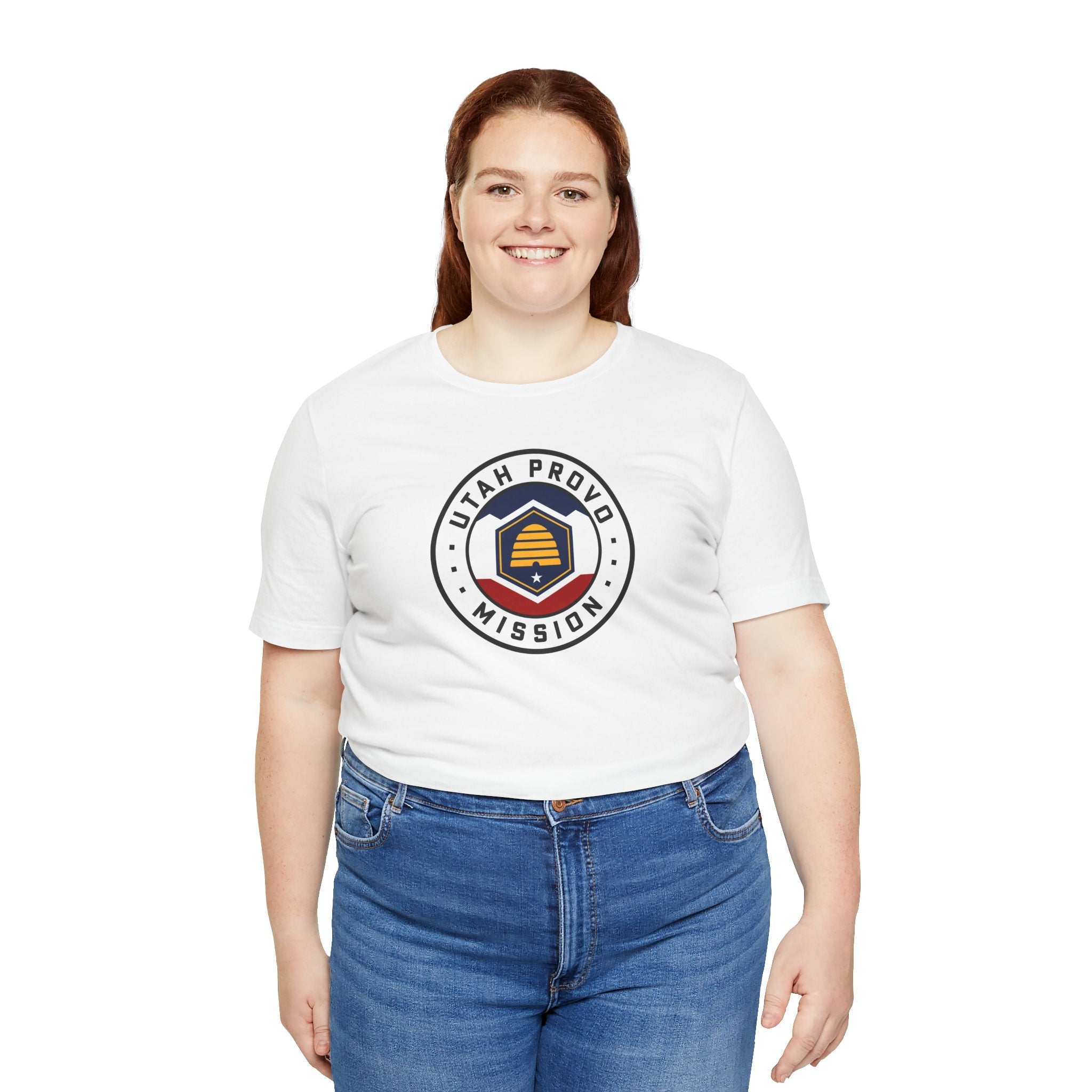 Utah Provo Mission State Flag Logo (White Border) T-shirt - Latter-Day Saint LDS Missionary Gift - Book of Mormon