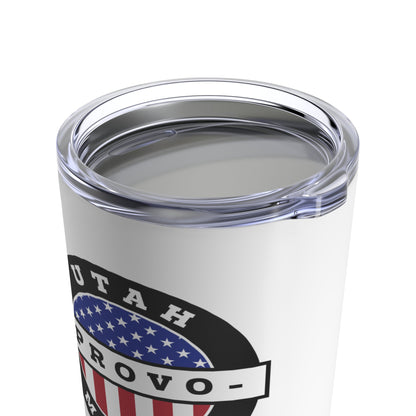 Utah Provo Mission USA Flag Logo Tumbler 20oz White - Latter-Day Saint LDS Missionary Gift - Book of Mormon