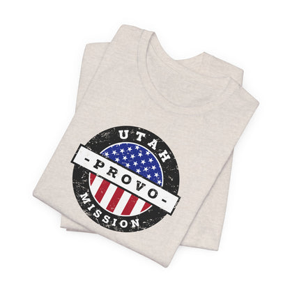 Utah Provo Mission Vintage Circular USA Flag T-Shirt - Latter-Day Saint LDS Missionary Gift - Book of Mormon