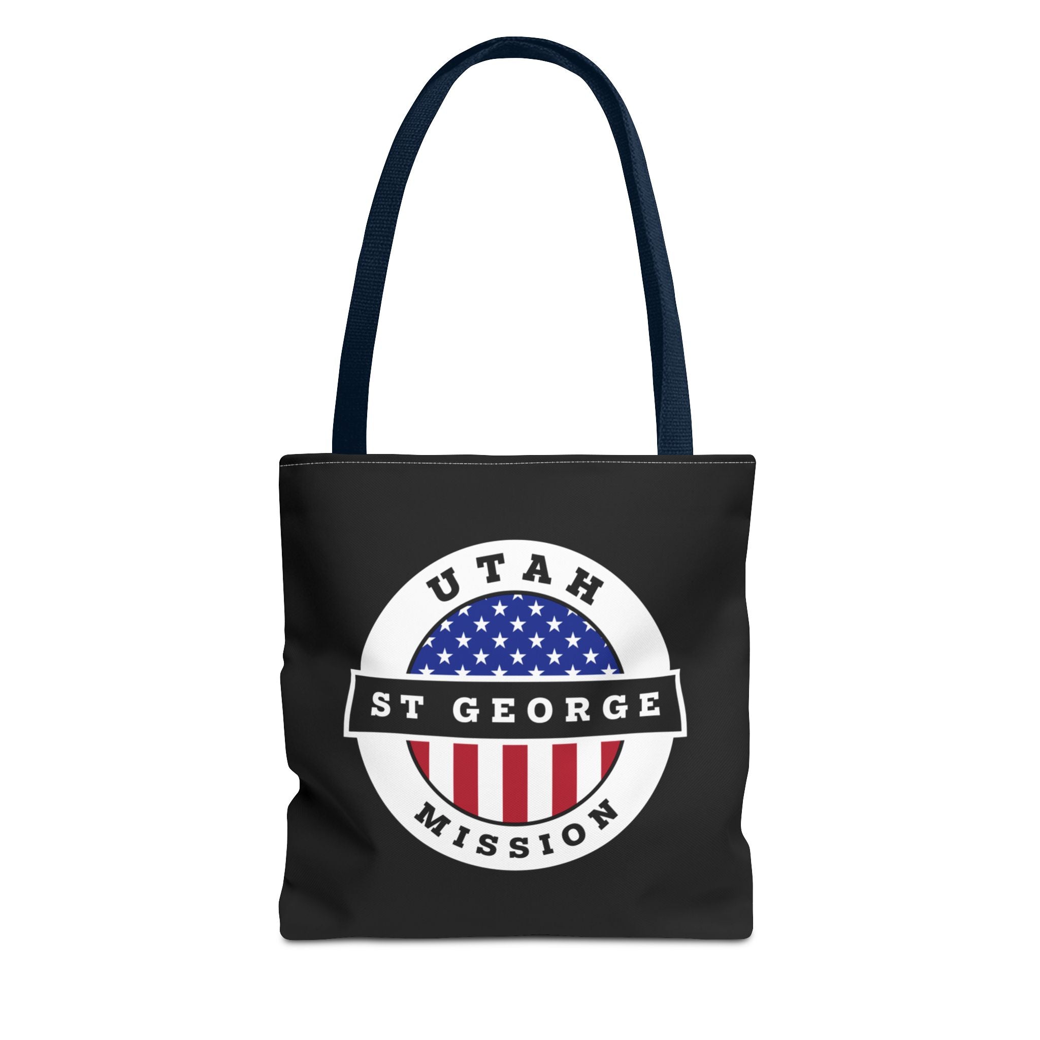 Utah Saint George Mission USA Flag Logo Tote Bag Black - Latter-Day Saint LDS Missionary Gift - Book of Mormon