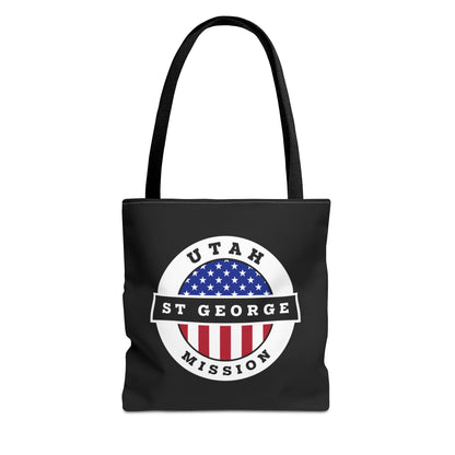 Utah Saint George Mission USA Flag Logo Tote Bag Black - Latter-Day Saint LDS Missionary Gift - Book of Mormon