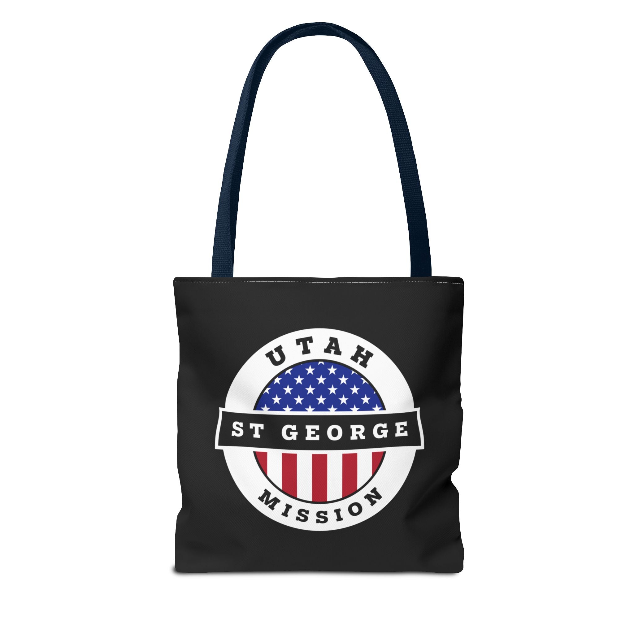 Utah Saint George Mission USA Flag Logo Tote Bag Black - Latter-Day Saint LDS Missionary Gift - Book of Mormon