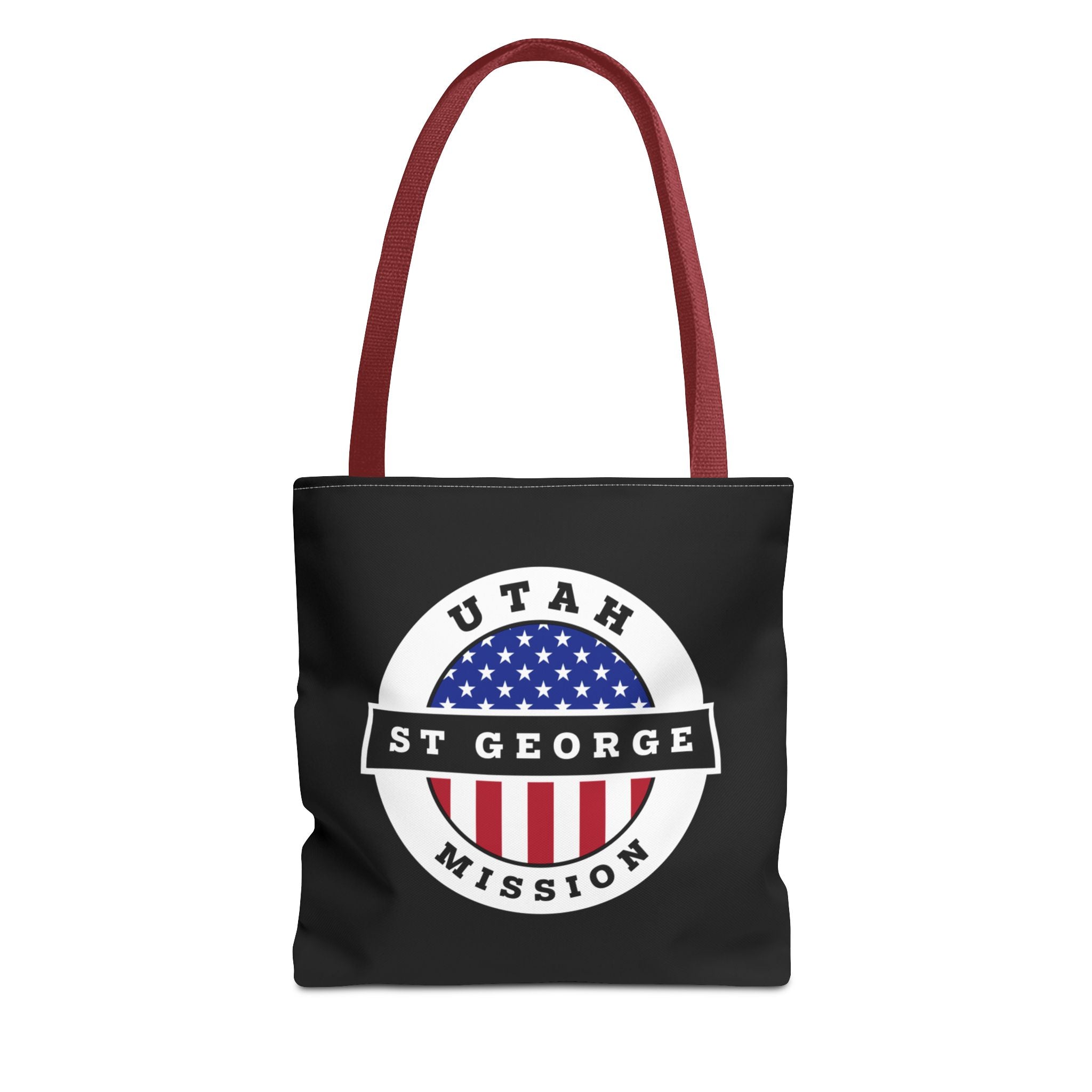 Utah Saint George Mission USA Flag Logo Tote Bag Black - Latter-Day Saint LDS Missionary Gift - Book of Mormon