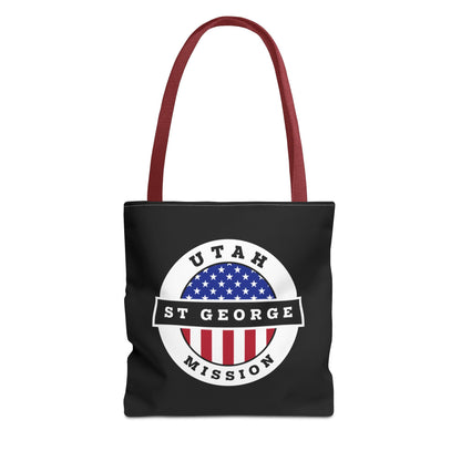 Utah Saint George Mission USA Flag Logo Tote Bag Black - Latter-Day Saint LDS Missionary Gift - Book of Mormon