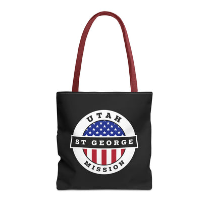 Utah Saint George Mission USA Flag Logo Tote Bag Black - Latter-Day Saint LDS Missionary Gift - Book of Mormon