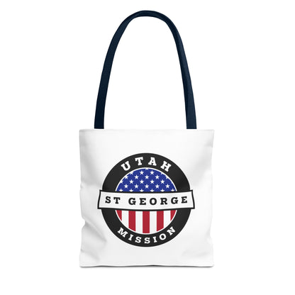 Utah Saint George Mission USA Flag Logo Tote Bag White - Latter-Day Saint LDS Missionary Gift - Book of Mormon