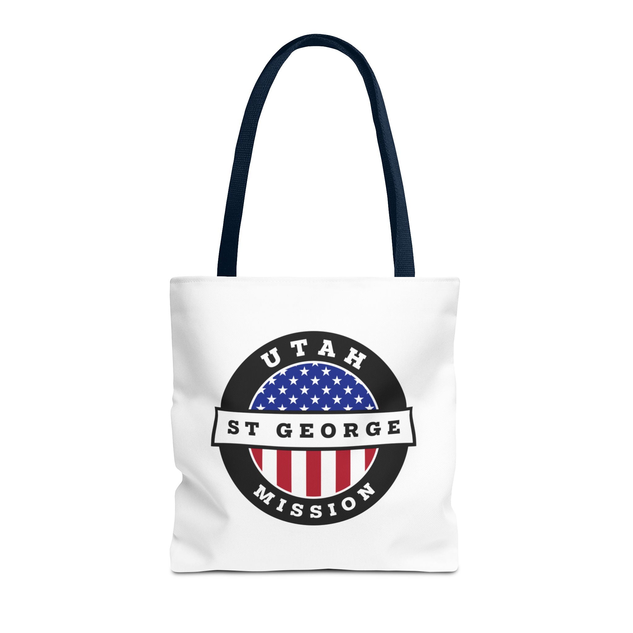 Utah Saint George Mission USA Flag Logo Tote Bag White - Latter-Day Saint LDS Missionary Gift - Book of Mormon