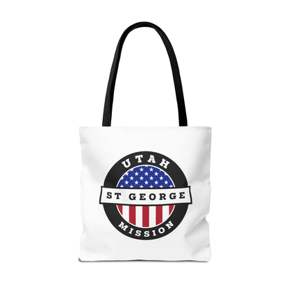 Utah Saint George Mission USA Flag Logo Tote Bag White - Latter-Day Saint LDS Missionary Gift - Book of Mormon