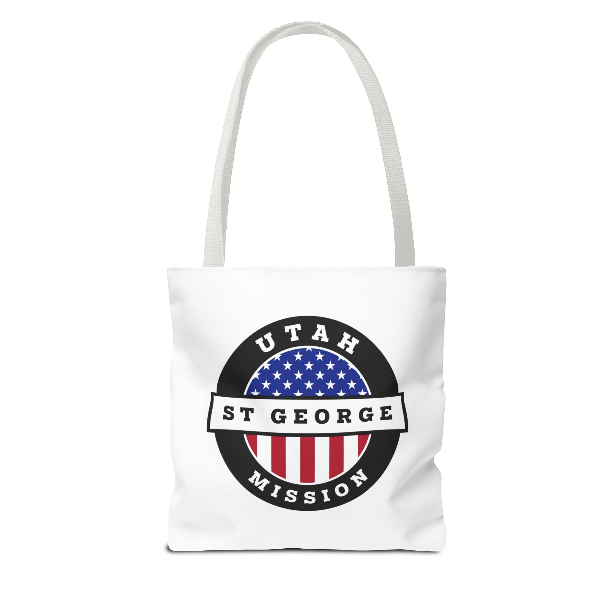 Utah Saint George Mission USA Flag Logo Tote Bag White - Latter-Day Saint LDS Missionary Gift - Book of Mormon