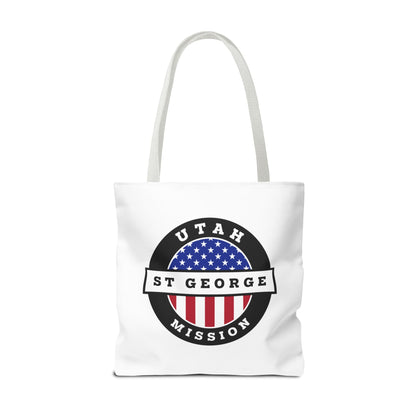 Utah Saint George Mission USA Flag Logo Tote Bag White - Latter-Day Saint LDS Missionary Gift - Book of Mormon