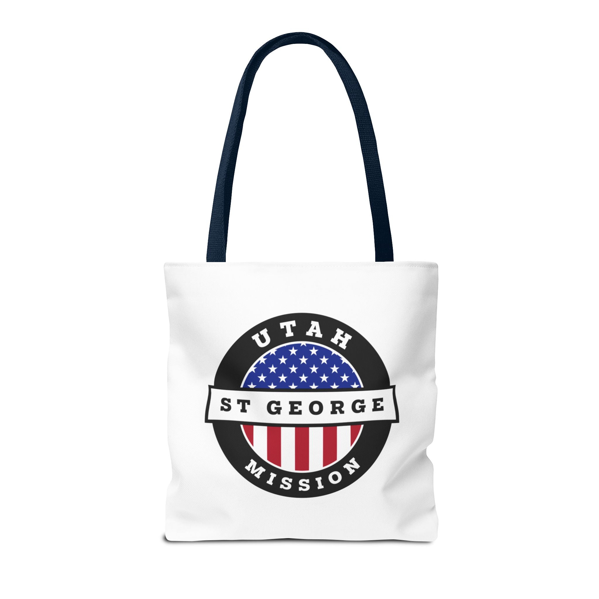 Utah Saint George Mission USA Flag Logo Tote Bag White - Latter-Day Saint LDS Missionary Gift - Book of Mormon