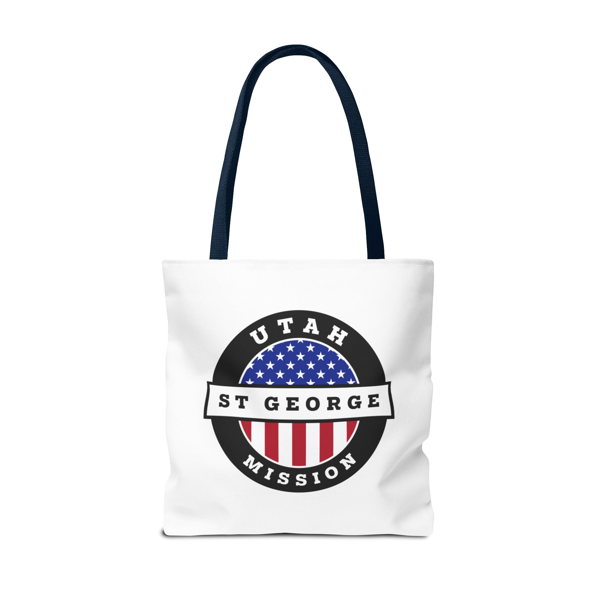 Utah Saint George Mission USA Flag Logo Tote Bag White - Latter-Day Saint LDS Missionary Gift - Book of Mormon