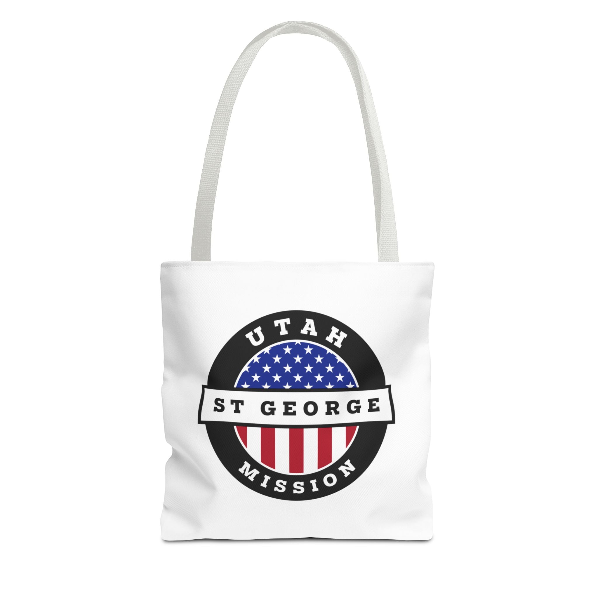 Utah Saint George Mission USA Flag Logo Tote Bag White - Latter-Day Saint LDS Missionary Gift - Book of Mormon