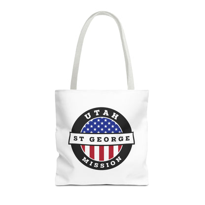 Utah Saint George Mission USA Flag Logo Tote Bag White - Latter-Day Saint LDS Missionary Gift - Book of Mormon