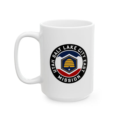 Utah Salt Lake City East Mission State Flag Logo Ceramic Mug White - Mission Wishlist - LDS Missionary Gift Store