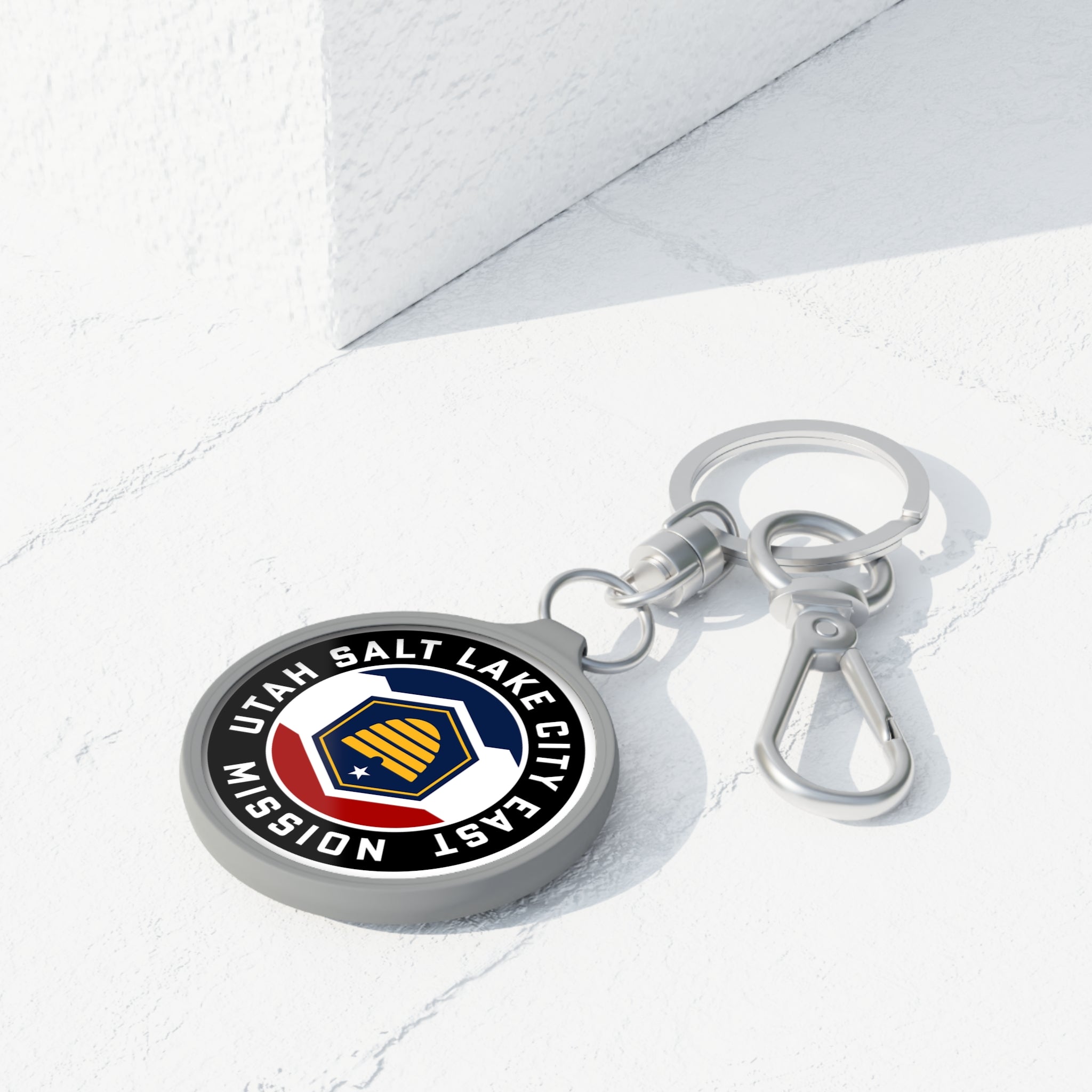 Utah Salt Lake City East Mission State Flag Logo Key Tag - Latter-Day Saint LDS Missionary Gift - Book of Mormon