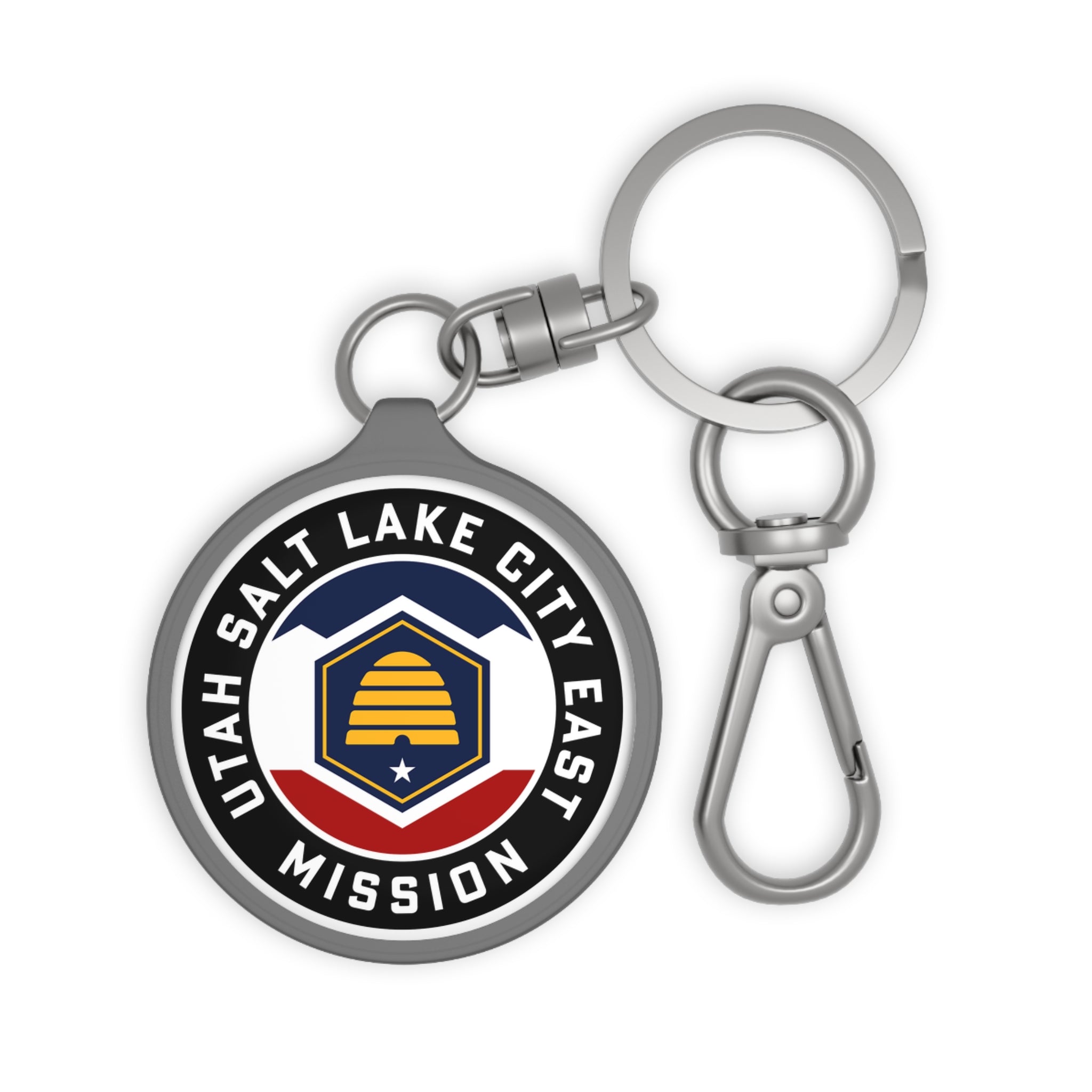 Utah Salt Lake City East Mission State Flag Logo Key Tag - Latter-Day Saint LDS Missionary Gift - Book of Mormon