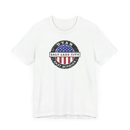 Utah Salt Lake City East Mission Vintage Circular USA Flag T-Shirt - Latter-Day Saint LDS Missionary Gift - Book of Mormon