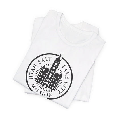 Utah Salt Lake City Mission Circular Monochrome Logo T-Shirt - Latter-Day Saint LDS Missionary Gift - Book of Mormon