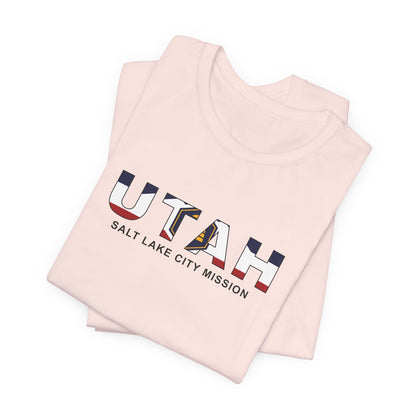 Utah Salt Lake City Mission Flag Title T-shirt - Latter-Day Saint LDS Missionary Gift - Book of Mormon