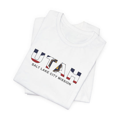 Utah Salt Lake City Mission Flag Title T-shirt - Latter-Day Saint LDS Missionary Gift - Book of Mormon