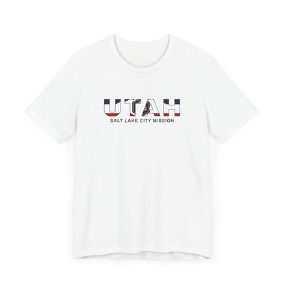 Utah Salt Lake City Mission Flag Title T-shirt - Latter-Day Saint LDS Missionary Gift - Book of Mormon