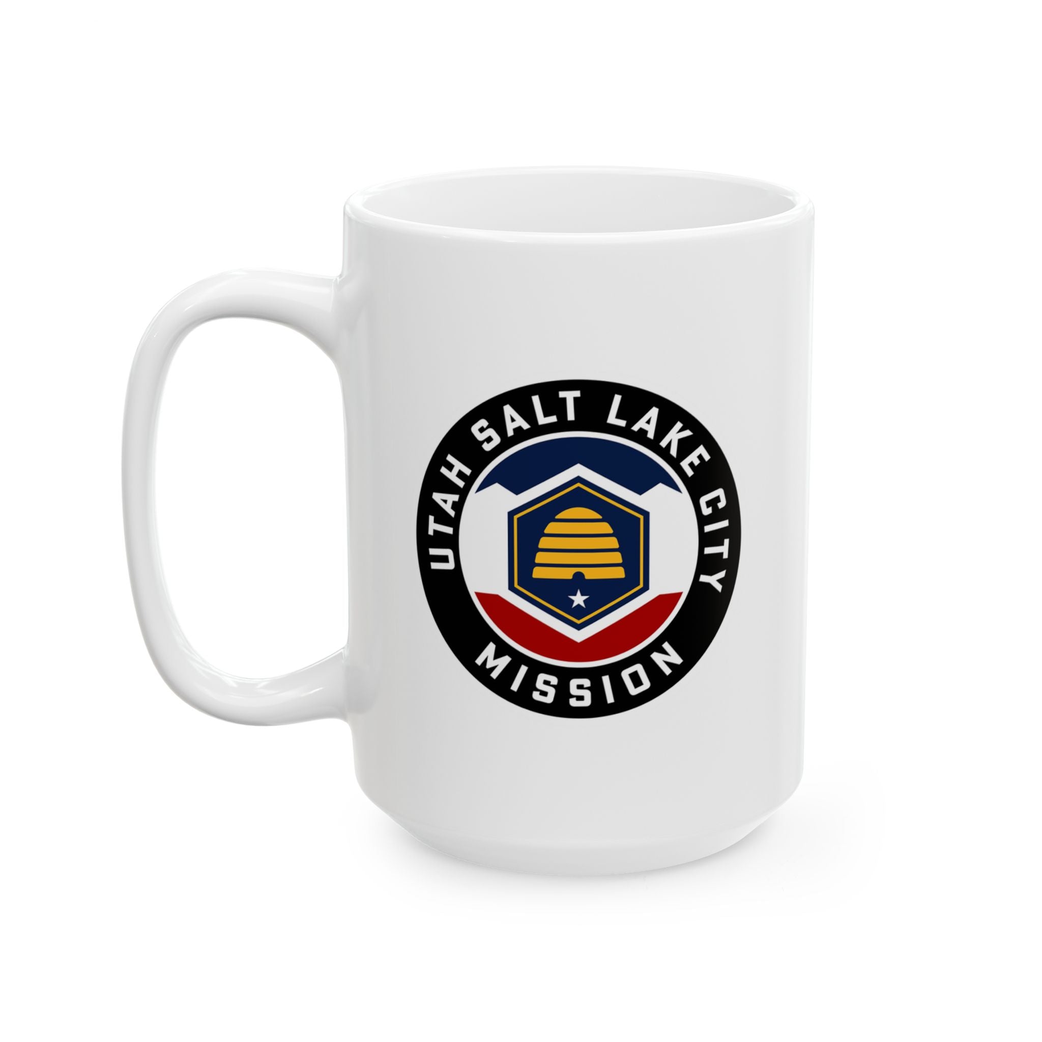 Utah Salt Lake City Mission State Flag Logo Ceramic Mug White - Latter-Day Saint LDS Missionary Gift - Book of Mormon